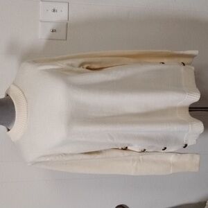 Shop The Mint Cream Knit Sweater with Button Accents Size Large Pale Yellow